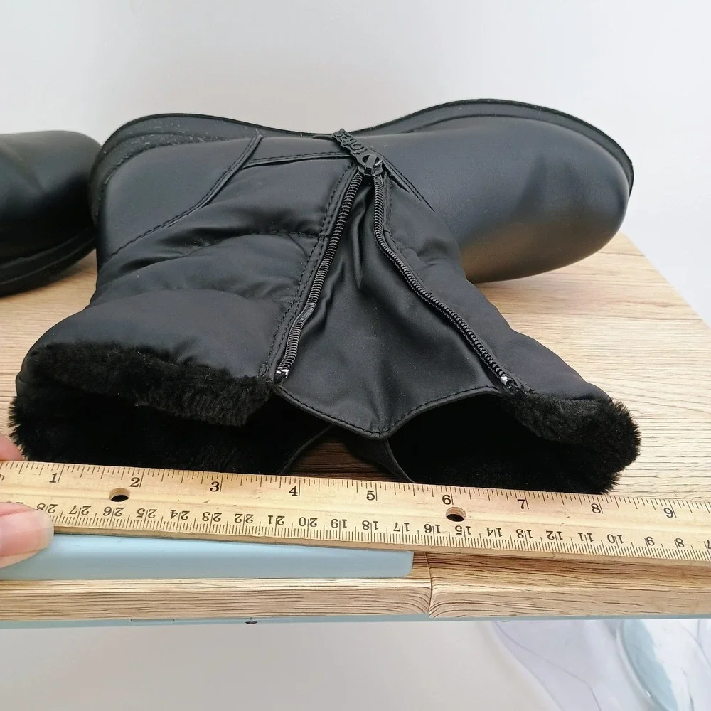 Totes Womens 8M Black Faux Fur Lined Winter Snow Boots Waterproof Double Zip